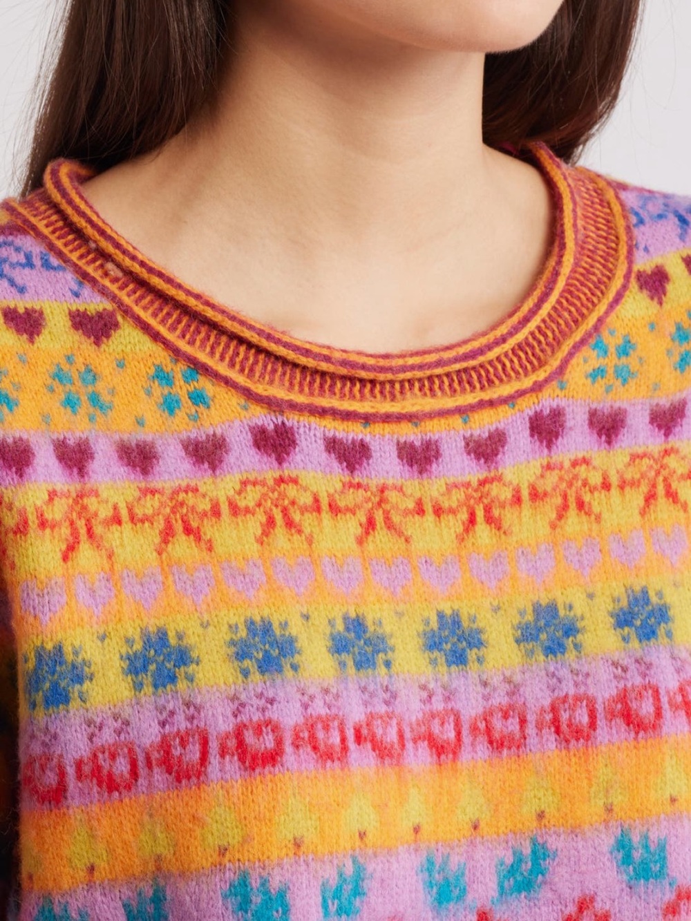 NWT Free Prople Favorite Things Mixed Print Wool Blend Sweater - Picture 9 of 13
